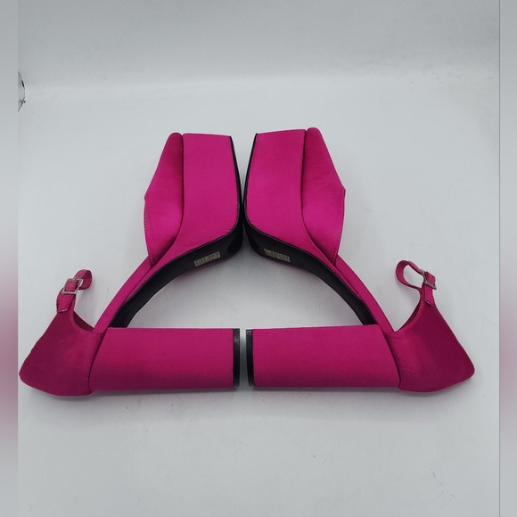 NWOB Jeffrey Campbell Edie Fuchsia Pink Satin Platform Heels – Size 8.5 - Picture 7 of 16